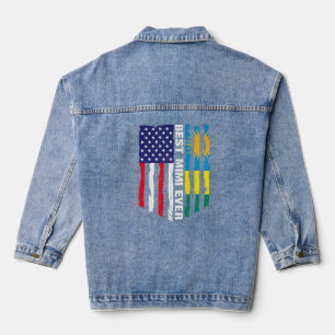American Flag & Rwanda Flag Best Mimi Ever Patriot Denim Jacket