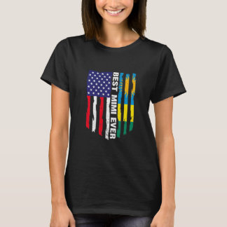 American Flag & Rwanda Flag Best Mimi Ever Patriot T-Shirt