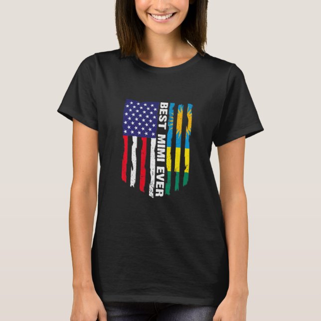 American Flag & Rwanda Flag Best Mimi Ever Patriot T-Shirt (Front)