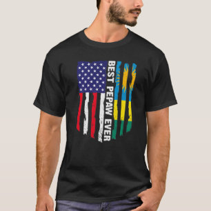 American Flag & Rwanda Flag Best Pepaw Ever Patrio T-Shirt