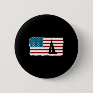 American Flag Sailing Cute Boating Gift 6 Cm Round Badge