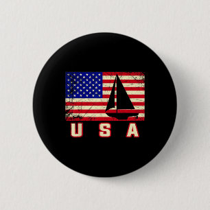 American Flag Sailing Cute Boating Gift For Women 6 Cm Round Badge