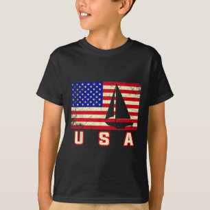 American Flag Sailing Cute Boating Gift For Women T-Shirt