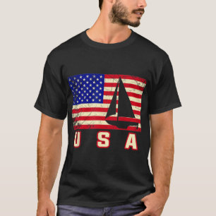American Flag Sailing Cute Boating Gift For Women  T-Shirt