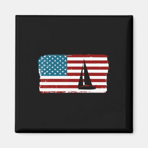American Flag Sailing Cute Boating Gift Magnet