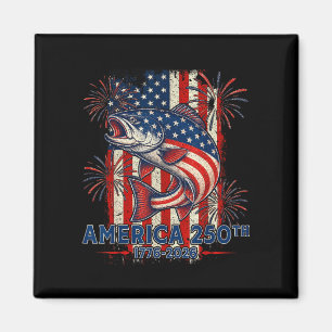 American flag salmon fishing 1776 2026  magnet