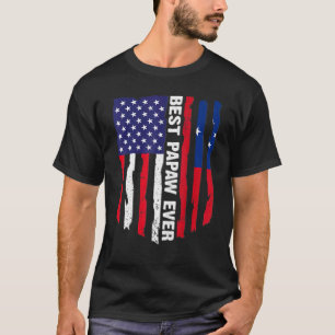 American Flag & Samoa Flag Best Papaw Ever Family T-Shirt