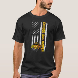 American Flag School Bus Driver Usa Flag Bus Drivi T-Shirt