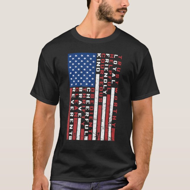 American Flag Scouting Law T-Shirt (Front)