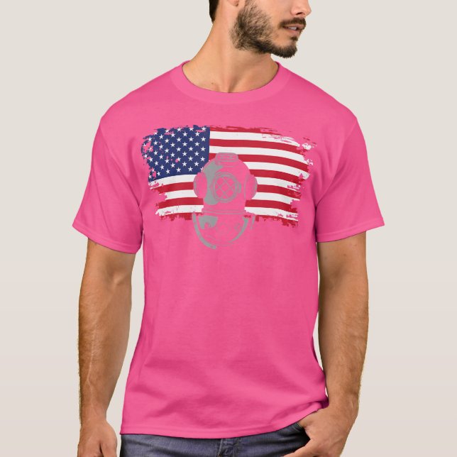 American Flag Scuba Diving Apparel Scuba Diving T-Shirt (Front)