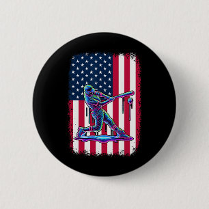 American Flag Sell Player T Patriotic 4th Of July  6 Cm Round Badge