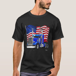 American Flag Semi Truck Driver 18 Wheeler Patriot T-Shirt