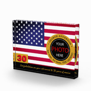 American Flag & Service Award, Retirement / USA Photo Block