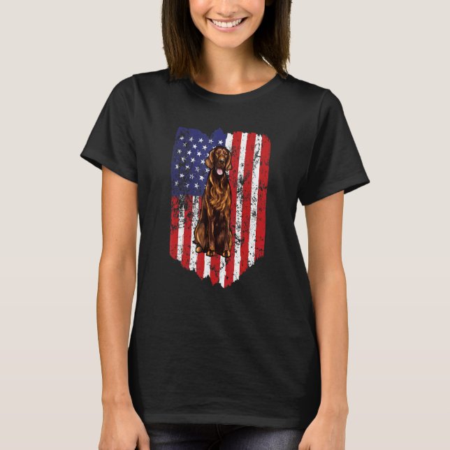 American Flag Setter Irish Usa T-Shirt (Front)