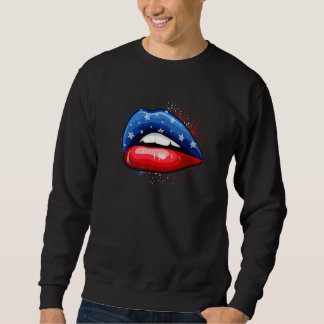 American Flag Sexy Lip Usa America 4th Of July Sweatshirt