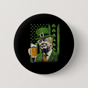 American Flag Shamrocks Irish Trump St Patricks Da 6 Cm Round Badge