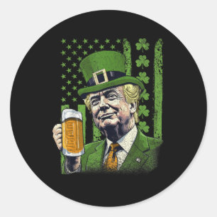 American Flag Shamrocks Irish Trump St Patricks Da Classic Round Sticker