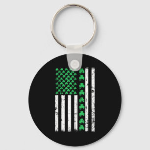 American Flag Shamrocks St Patricks Day Vintage Ir Key Ring