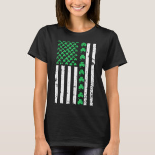 American Flag Shamrocks St Patricks Day Vintage Ir T-Shirt