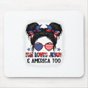 American Flag She Loves Jesus And America Too Chri Mouse Pad