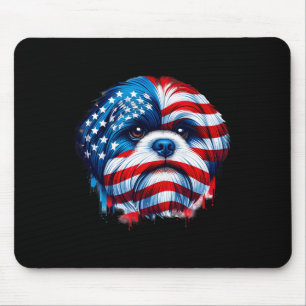 American Flag Shih Tzu 4th Of July Patriotic Shih Mouse Pad