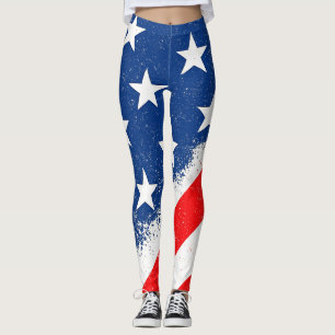 American Flag Shirt USA Patriotic Star Stripes Leggings