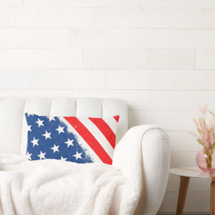 American Flag Shirt USA Patriotic Star Stripes Lumbar Cushion