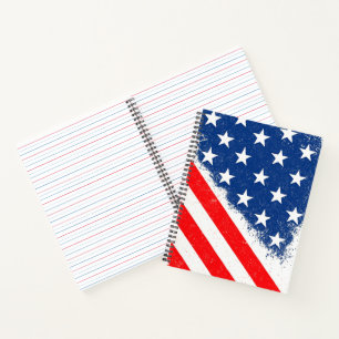 American Flag Shirt USA Patriotic Star Stripes Notebook