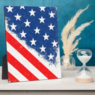American Flag Shirt USA Patriotic Star Stripes Plaque