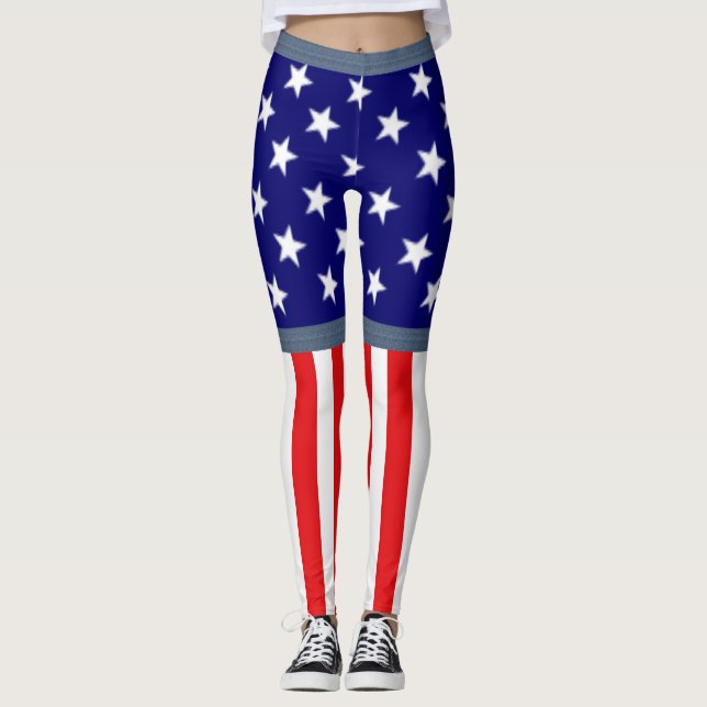 American Flag Shorts Leggings (Front)