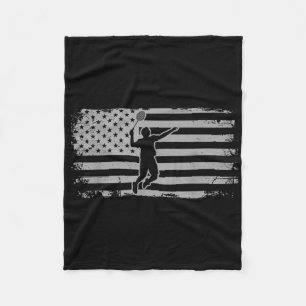 American Flag Shuttle Badminton Fleece Blanket