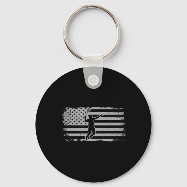 American Flag Shuttle Badminton  Key Ring (Front)