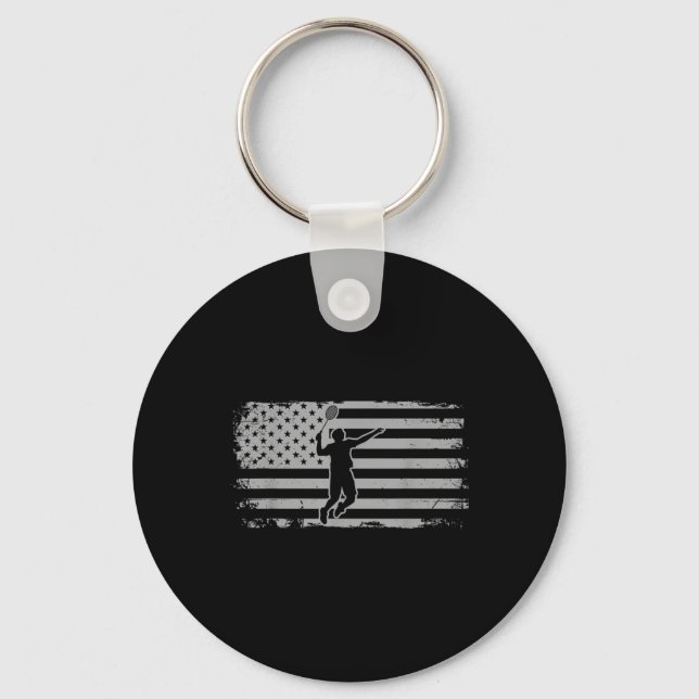 American Flag Shuttle Badminton  Key Ring (Front)
