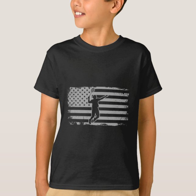 American Flag Shuttle Badminton  T-Shirt (Front)