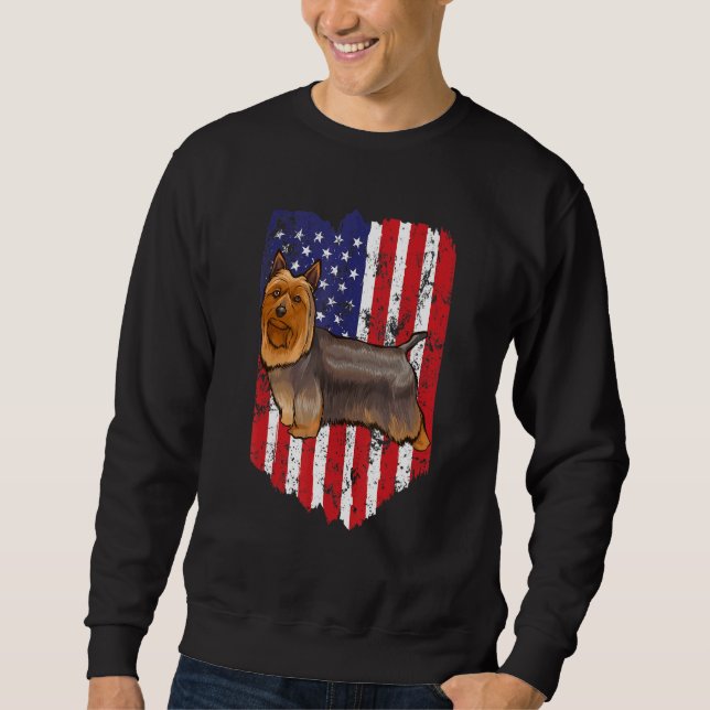 American Flag Silky Terrier 4th Of July Usa Sweatshirt (Front)