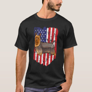 American Flag Silky Terrier 4th Of July Usa T-Shirt