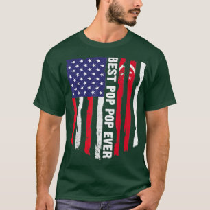 American Flag & Singapore Flag Best Pop Pop Ever F T-Shirt