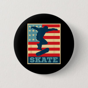 American Flag Skateboarding T Shirt Skater Tee Ska 6 Cm Round Badge