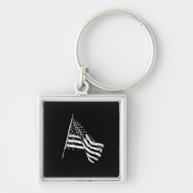 American Flag Sketch Key Chain (Front)
