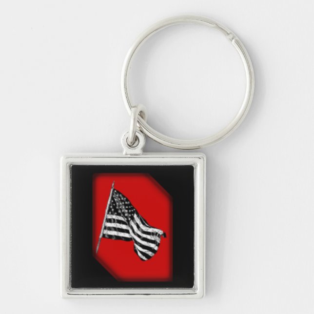 American Flag Sketch Red Key Chain (Front)