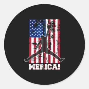 American Flag Sketll Usa Flag 4th Of July Men Boys Classic Round Sticker