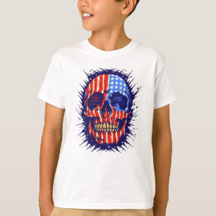 American Flag Skull Art - Gold Dental Gift T-Shirt