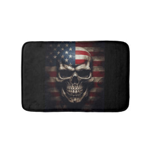 American Flag Skull  Bath Mat