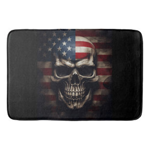 American Flag Skull Bath Mat