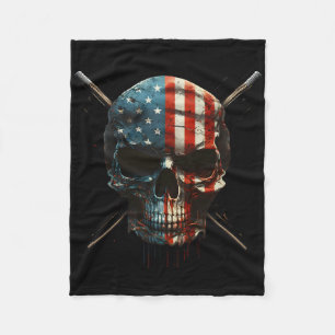 American Flag Skull Billiards Pool Player Fleece Blanket