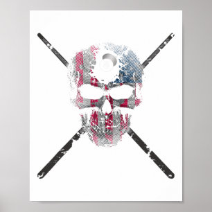 American Flag Skull Billiards Pool Player Poster