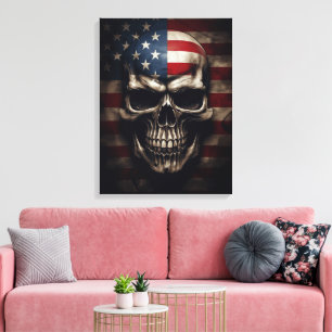 American Flag Skull Canvas Print