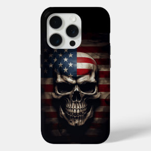 American Flag Skull iPhone 15 Pro Case