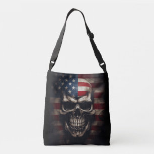American Flag Skull Crossbody Bag