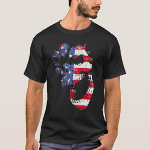 American Flag Skull  Distressed Usa 4th Of July T-Shirt